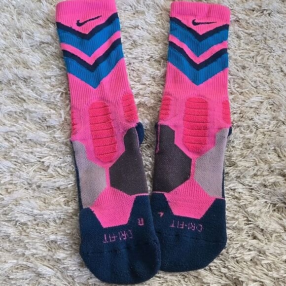 Nike Socks dri-fit high size medium unisex neon Pink grey Blue hyperelite Rare - Picture 2 of 15